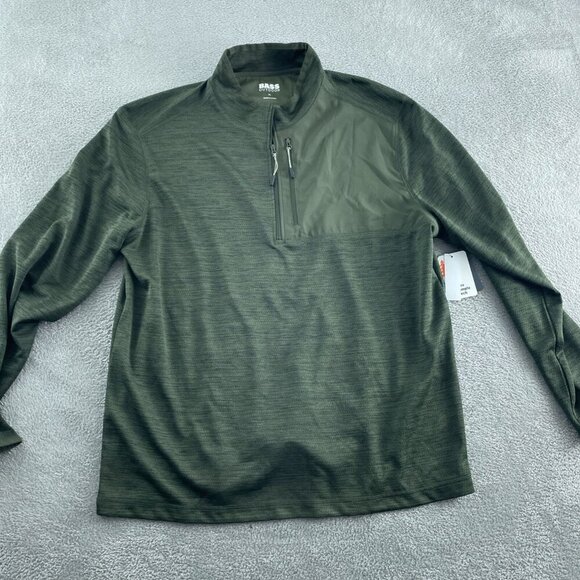 Bass Outdoor Climber Quarter Zip Mens Pullover XL Scarab NWT 2136 - Picture 1 of 10
